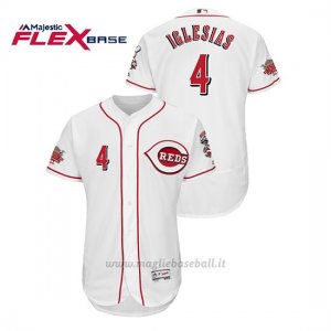 Maglia Baseball Uomo Cincinnati Reds Jose Iglesias 150th Aniversario Patch Flex Base Bianco