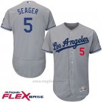 Maglia Baseball Uomo Los Angeles Dodgers 5 Corey Seager Grigio Flex Base