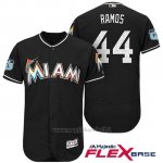 Maglia Baseball Uomo Miami Marlins A.j. Ramos Nero 2017 Allenamento Primaverile Flex Base Giocatore