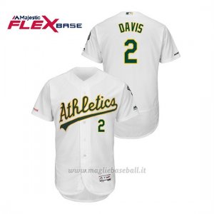 Maglia Baseball Uomo Oakland Athletics Khris Davis 150th Aniversario Patch Autentico Flex Base Bianco