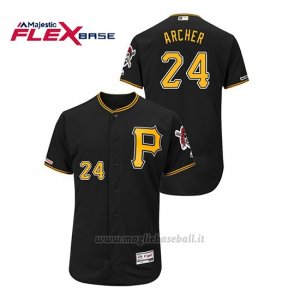 Maglia Baseball Uomo Pittsburgh Pirates Chris Archer 150th Aniversario Patch Autentico Flex Base Nero