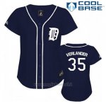 Maglia Baseball Uomo Detroit Tigers Justin Verlander 35 Blu Blu Cool Base