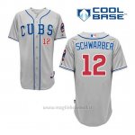 Maglia Baseball Uomo Chicago Cubs 12 Kyle Schwarber Grigio Alterner Cool Base