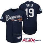 Maglia Baseball Uomo Atlanta Braves 19 R.A. Dickey Blu 2017 Allenamento Primaverile Flex Base