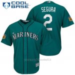 Maglia Baseball Uomo Seattle Mariners Jean Segura Aqua 2017 Allenamento Primaverile Cool Base