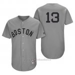 Maglia Baseball Uomo Boston Red Sox 13 Hanley Ramirez Grigio Turn Back The Clock Autentico