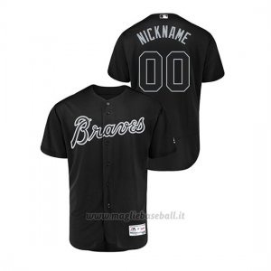 Maglia Baseball Hombre Atlanta Braves Personalizzate 2019 Players Weekend Autentico Nero
