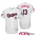 Maglia Baseball Uomo Los Angeles Dodgers 2017 Estrellas y Rayas Carl Crawford Bianco Flex Base
