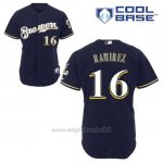 Maglia Baseball Uomo Milwaukee Brewers Aramis Ramirez 16 Blu Blu Alterner Cool Base