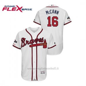 Maglia Baseball Uomo Atlanta Braves 16 Brian Mccann 2019 Postseason Flex Base Bianco