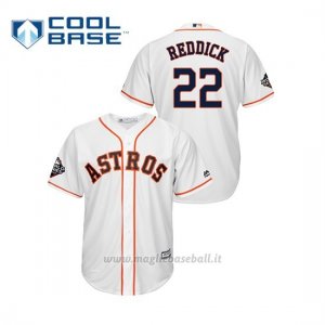 Maglia Baseball Uomo Houston Astros 22 Josh Reddick 2019 World Series Bound Cool Base Bianco