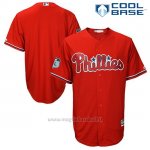 Maglia Baseball Uomo Philadelphia Phillies Scarlet 2017 Allenamento Primaverile Cool Base