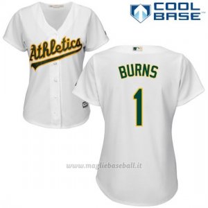 Maglia Baseball Donna Oakland Athletics Billy Burns Bianco Autentico Collezione Cool Base
