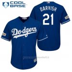Maglia Baseball Uomo Los Angeles Dodgers 2017 Postseason Yu Darvish Cool Base