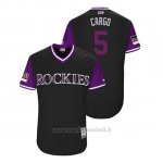 Maglia Baseball Uomo Colorado Rockies Carlos Gonzalez 2018 Llws Players Weekend Cargo Nero