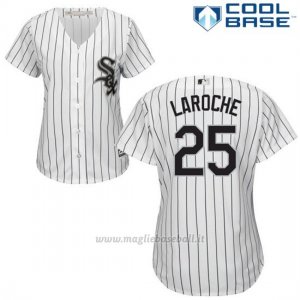 Maglia Baseball Donna Chicago White Sox 25 Adam Laroche Wilson Ramos Bianco Autentico Collezione Cool Base