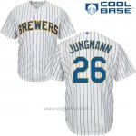 Maglia Baseball Uomo Milwaukee Brewers Taylor Jungmann Bianco Autentico Collezione Cool Base