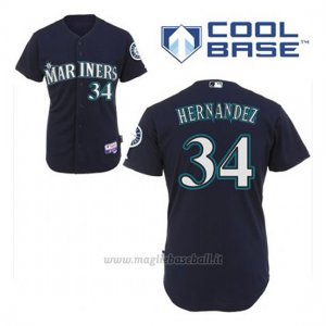 Maglia Baseball Uomo Seattle Mariners Felix Hernandez 34 Blu Blu Alterner Cool Base