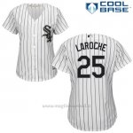 Maglia Baseball Donna Chicago White Sox 25 Adam Laroche Wilson Ramos Bianco Autentico Collezione Cool Base
