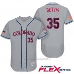 Maglia Baseball Uomo Colorado Rockies 2017 Estrellas y Rayas Chad Bettis 35 Grigio Flex Base