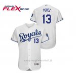 Maglia Baseball Uomo Kansas City Royals Salvador Perez 150th Aniversario Patch Flex Base Bianco