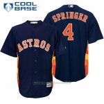 Maglia Baseball Uomo Houston Astros 4 George Springer Bluofficial Giocatore Cool Base