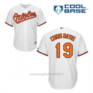 Maglia Baseball Uomo Baltimore Orioles 19 Chris Davis Bianco 1ªCool Base