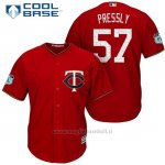 Maglia Baseball Uomo Minnesota Twins Ryan Pressly Scarlet 2017 Allenamento Primaverile Cool Base Giocatore