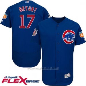 Maglia Baseball Uomo Chicago Cubs 17 Bryant Blu Flex Base Autentico Collezione On Field Allenamento Primaverile