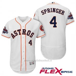 Maglia Baseball Uomo Houston Astros 2017 World Series Campione George Springer Bianco Flex Base