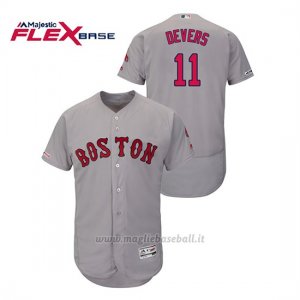 Maglia Baseball Uomo Boston Red Sox Rafael Devers 150th Aniversario Patch Autentico Flex Base Grigio