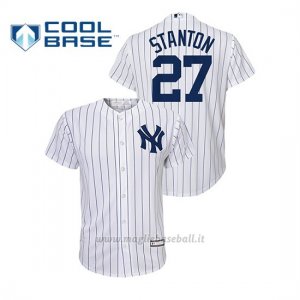Maglia Baseball Bambino New York Yankees 27 Giancarlo Stanton Cool Base Majestic Primera Bianco