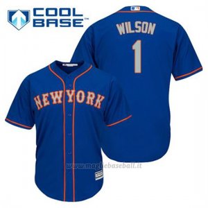 Maglia Baseball Uomo New York Mets Mookie Wilson 1 Blu Alterner Cool Base