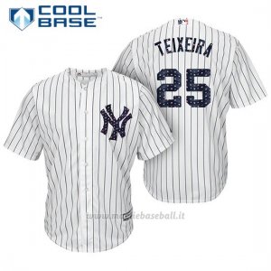 Maglia Baseball Uomo New York Yankees 2017 Estrellas y Rayas Mark Teixeira Bianco Cool Base