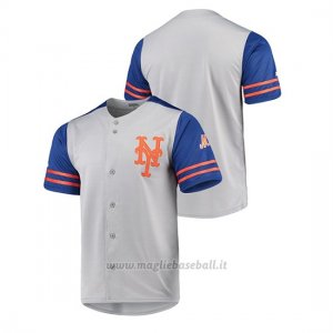Maglia Baseball Uomo New York Mets Button-down Stitches Autentico Grigio