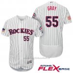 Maglia Baseball Uomo Colorado Rockies 2017 Estrellas y Rayas Jon Grigio 55 Bianco Flex Base