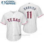 Maglia Baseball Uomo Texas Rangers 2017 Estrellas y Rayas Yu Darvish Bianco Cool Base