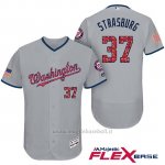 Maglia Baseball Uomo Washington Nationals 2017 Estrellas y Rayas Stephen Strasburg Grigio Flex Base