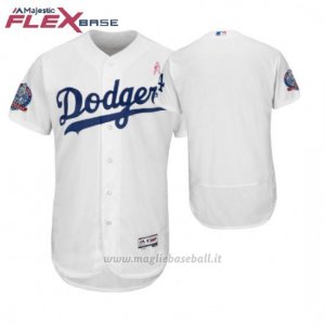 Maglia Baseball Uomo Los Angeles Los Angeles Dodgers Bianco 2018 Dia de la Madre Flex Base