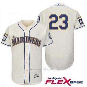 Maglia Baseball Uomo Seattle Mariners 23 Nelson Cruz Crema 2017 Flex Base