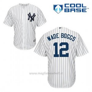 Maglia Baseball Uomo New York Yankees Wade Boggs 12 Bianco 1ªCool Base