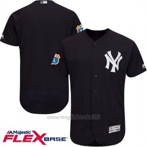 Maglia Baseball Uomo New York Yankees Blank Blu Flex Base Autentico Collezione Allenamento Primaverile