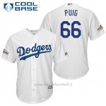 Maglia Baseball Uomo Los Angeles Dodgers 2017 Postseason Yasiel Puig Bianco Cool Base