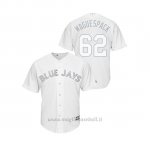 Maglia Baseball Hombre Toronto Blue Jays 62 Jacob Waguespack 2019 Players Weekend Replica Bianco