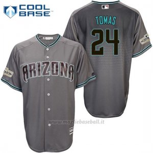 Maglia Baseball Uomo Arizona Diamondbacks 2017 Postseason 24 Yasmany Tomas Grigio Cool Base