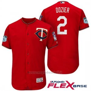 Maglia Baseball Uomo Minnesota Twins Brian Dozier Scarlet 2017 Allenamento Primaverile Flex Base Giocatore
