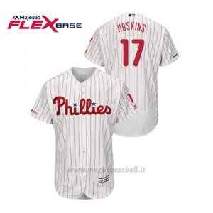 Maglia Baseball Uomo Philadelphia Phillies Rhys Hoskins 150th Aniversario Patch Flex Base Bianco