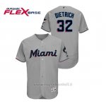 Maglia Baseball Uomo Miami Marlins Derek Dietrich 150th Aniversario Patch 2019 Flex Base Grigio