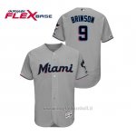 Maglia Baseball Uomo Miami Marlins Lewis Brinson 150th Aniversario Patch 2019 Flex Base Grigio
