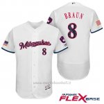 Maglia Baseball Uomo Milwaukee Brewers 2017 Estrellas y Rayas Ryan Braun Bianco Flex Base